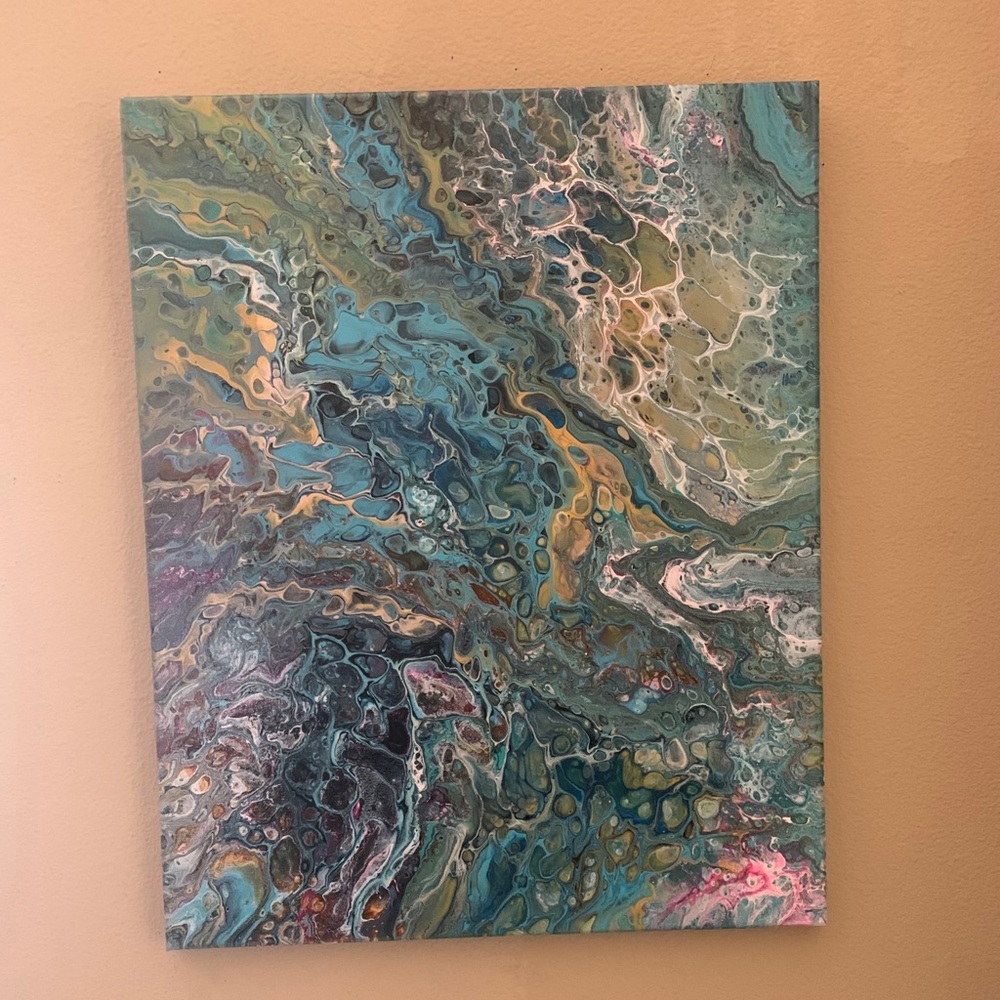 “Morning Glory” acrylic pour painting on canvas